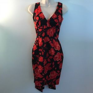 Forever Collection Floral Dress, Black Red, small